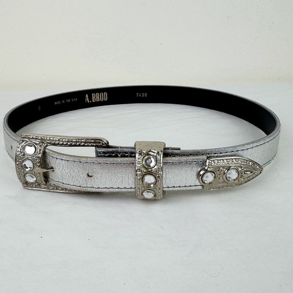 A.Brod Vintage 80's Silver Metallic Belt - Picture 2 of 8